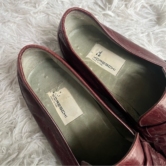 Moreschi Italy Maroon Mens Leather Loafers Size 7 - Picture 3 of 11